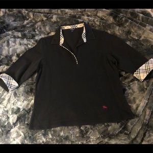 Black Burberry 1/4 ZIP Knit Pullover